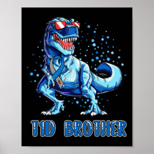 Poster T1d Brother Type 1 Diabète Ruban T Rex Dinosaur