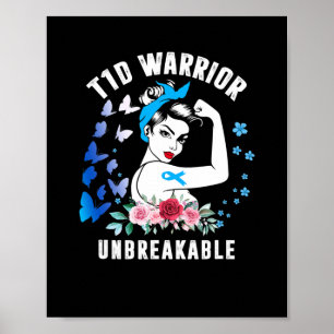 Poster T1d Femme guerrière Type 1 Sensibilisation au diab