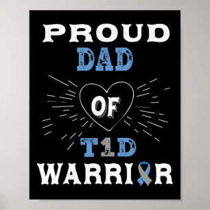 Poster T1D Fière Papa Diabète Sensibilisation Type 1 Insu