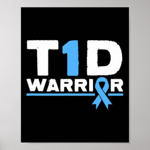 Poster T1d Guerrier Type 1 Sensibilisation au diabète Blu