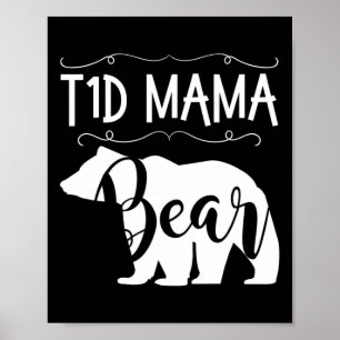 Poster T1d Mama Ours Type1 Diabète T1 Maman Femmes Lauréa