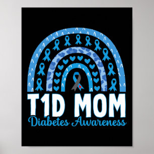 Poster T1D Maman Diabète arc-en-ciel Sensibilisation Nove