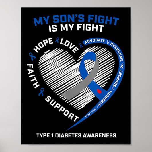 Poster T1d Maman Le combat de mon fils est mon combat Typ (Devant)