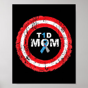 Poster T1d Mère Diabète Sensibilisation Bague à ruban