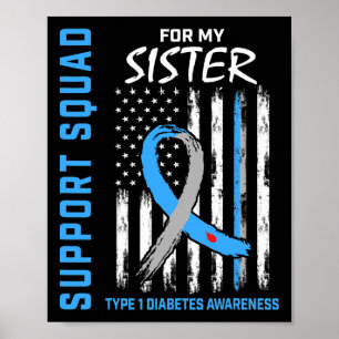 Poster T1D Sensibilisation Flag Sister Type 1 Diabète Cor