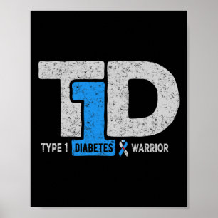 Poster T1D Type 1 Diabète Guerrier Sensibilisation Rib di