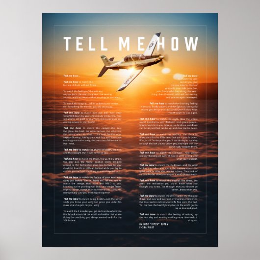 Poster T-6 Texan II avec Dis-moi Comment ode de vol (Devant)