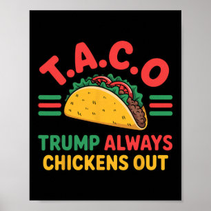Poster T.a.c.o Trump Abandonne Toujours les Poules Drôle