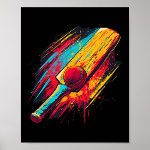 Poster T De Cricket Peint Coloré Et Ll Sur Cric Artistiqu