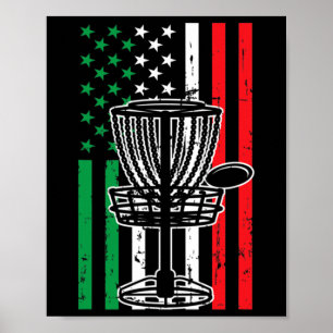 Poster T de Disc Golf Drapeau Italie Drapeau Usa Disc Gol