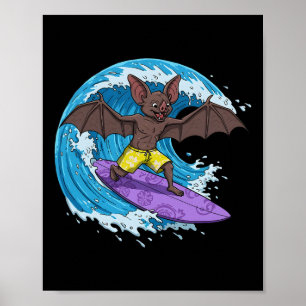 Poster T drôle surfe sur une vague de l'océan 1 - Fan Fun