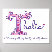 Poster T monogramme art Thalia filles nom signifiant affi (Devant)