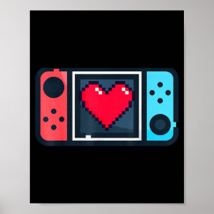 Poster T pour hommes femmes Saint-Valentin Cœur Pixel Mig