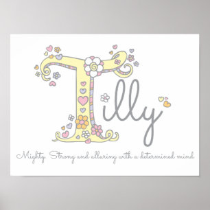 Poster T pour la lettre monogramme Tilly nom de l'art