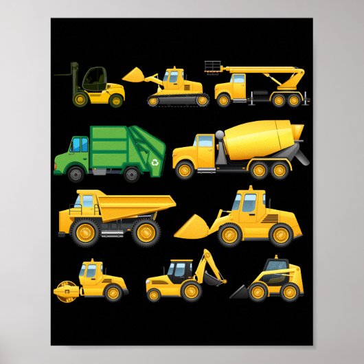 Poster T reuqcukiCamions Et Diggers Constructions (Devant)