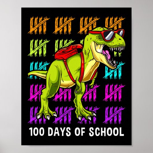 Poster T Rex 100 Jours De Dinosaure Scolaire T Rex Enfant (Devant)