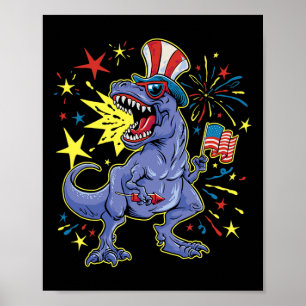Poster T-rex 4 juillet fêter l'indépendance