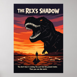 Poster T-Rex Art Dinosaure Coucher de Soleil