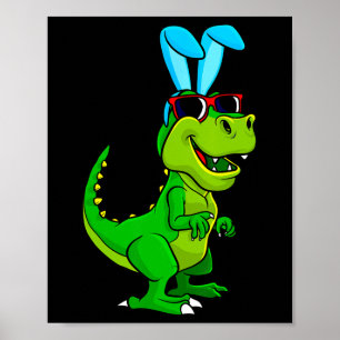 Poster T Rex Bunny de Pâques Dinosaur Amoureux Garçons Fi