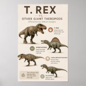 Poster T. Rex contre d'autres grands théropodes Éducatif (Devant)