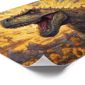 Poster T-rex dans un champ de tournesols (Coin)