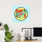 Poster T-Rex dans un Top Hat Rawr signifie que je t'aime  (Bureau à domicile)