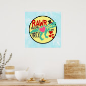 Poster T-Rex dans un Top Hat Rawr signifie que je t'aime  (Cuisine)