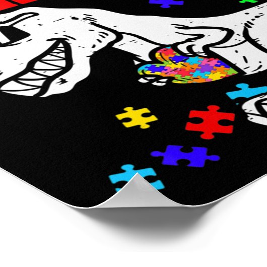 Poster T Rex Dino Je Suis Un Guerrier Sensibilisation sur (Coin)