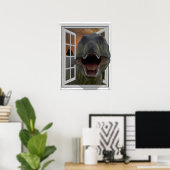 Poster T-Rex Dinosaur 3D Image Effet Faux Fenêtre (Bureau à domicile)