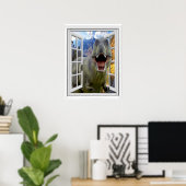 Poster T-Rex Dinosaur Fausse Fenêtre d'image (Bureau à domicile)