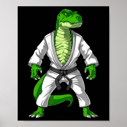 Poster T-rex Dinosaur Jiu-jitsu Judo Karate Taekwondo Mar (Devant)