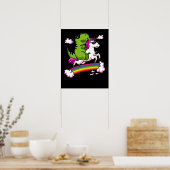 Poster T-Rex Dinosaur Riding Magique Unicorne Arc en ciel (Cuisine)