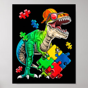 Poster T Rex Dinosaur Sensibilisation sur l'autisme Puzzl