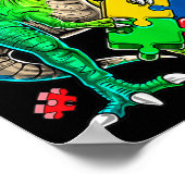 Poster T Rex Dinosaur Sensibilisation sur l'autisme Puzzl (Coin)