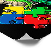 Poster T Rex Dinosaur Sensibilisation sur l'autisme Puzzl (Coin)