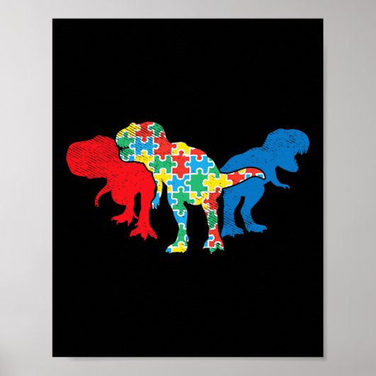 Poster T-Rex Dinosaures Puzzle Dino Sensibilisation sur l (Devant)