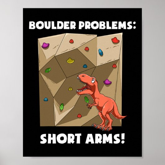 Poster T-rex drôle de bloc et d'escalade de roche (Devant)