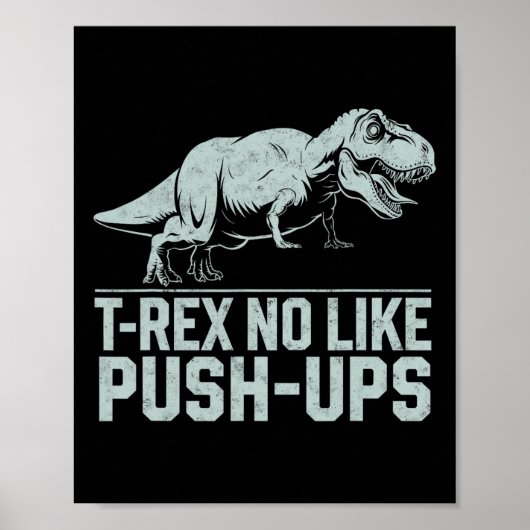 Poster T-rex drôle n'aime pas les pompes Gym Workout dino (Devant)