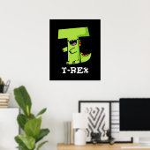 Poster T-Rex Funny Alphabet Dinosaure Pun Dark BG (Bureau à domicile)