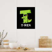 Poster T-Rex Funny Alphabet Dinosaure Pun Dark BG (Cuisine)