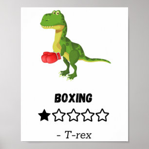 Poster T-rex Hates Boxe Dinosaure Drôle Imprimer