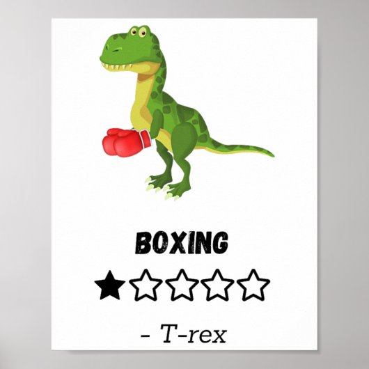 Poster T-rex Hates Boxe Dinosaure Drôle Imprimer (Devant)