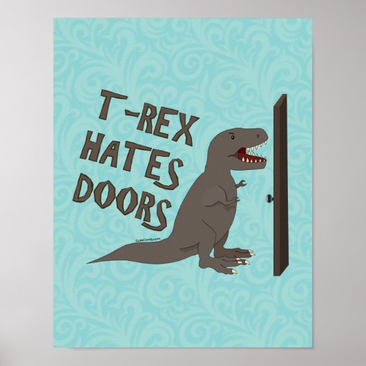 Poster T-Rex Hates Portes (Devant)