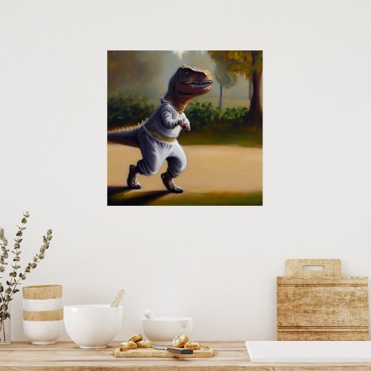 Poster T Rex Jogging (Cuisine)