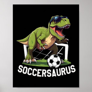 Poster T-rex Jouant au Football Dinosaure Footballeur