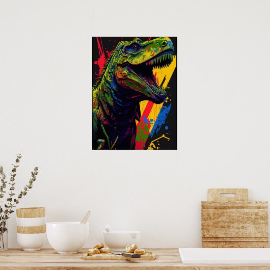 Poster T Rex Jurassique (Cuisine)