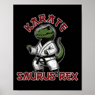 Poster T-rex Karaté Drôle Dino Arts Martiaux Enfants