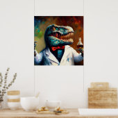 Poster T Rex Mad Scientifique (Cuisine)