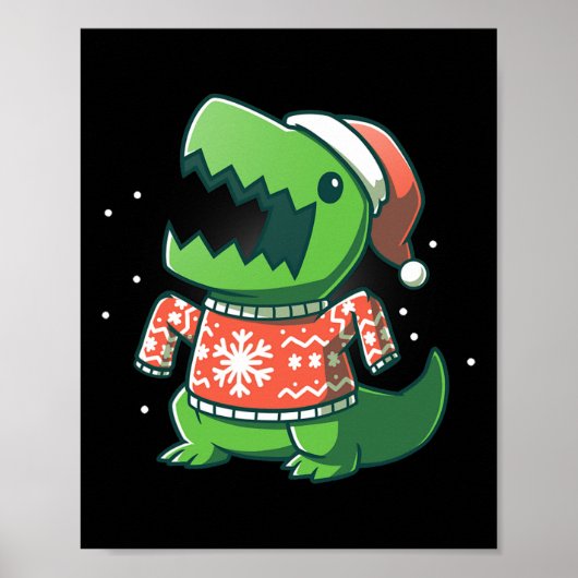 Poster T-rex Noël Fun Dinosaure Ugly Saurus (Devant)