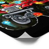 Poster T-rex Santa In Monster Truck With Christmas Trees (Coin)